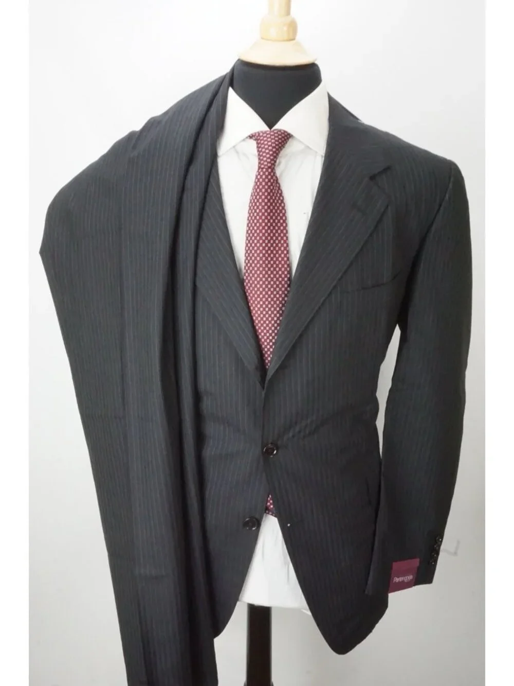 Sartoria Partenopea Charcoal Striped Wool 2 Pc Suit Jacket Pant 56R EU NEW